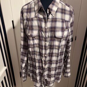 New York & Company Purple Plaid Shirt
